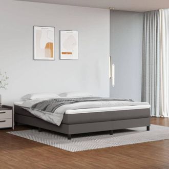 vidaXL Vidaxl - Cama Box Spring Con Colch&oacute;n Cuero Sint&eacute;tico Gris 180x200 Cm