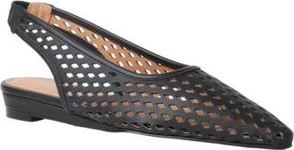 Andr&eacute; Assous Brielle Slingback Snip Toe Wedge Pump in Black Leather at Nordstrom, Size 5.5