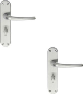 Loops 2x PAIR Slim Round Bar Lever on Shaped Bathroom Backplate 185 x 40mm Chrome