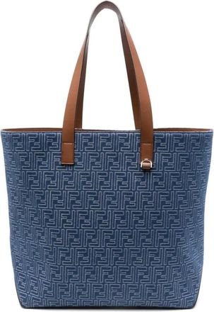Fendi Tote Bags, male, Blue, Size: ONE SIZE FF Jacquard Tote Bag