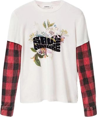 Desigual Bedrukte longsleeve dames T-shirt - Dames - Longsleeves - Wit - L - Tops