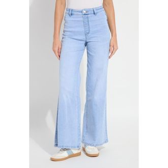 Lyss&eacute; Iris Flat Front Wide Leg Jeans in Bleached Blue at Nordstrom, Size X-Large