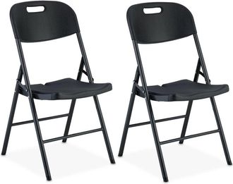 Relaxdays Relaxdays - 2x Folding Chair, Garden Stools, Terrace & Balcony, Outdoors, Up to 150kg, Weatherproof, Foldable, Black/White
