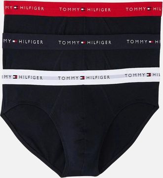 Tommy Hilfiger Mens 3-Pack Heritage Logo Briefs, Navy w/ red/white/navy - Black - Size: 32/30/31