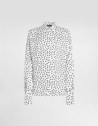 Dolce & Gabbana Polka-dot Print Wavy Silk Shirt - Man Shirts Multicolor 37
