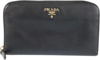 Prada Pre-owned Wallets, female, Black, Size: ONE SIZE Pre-owned Saffiano Leather Long Wallet