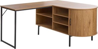 Beliani Escritorio esquinero 140 cm 140 cm marr&oacute;n claro