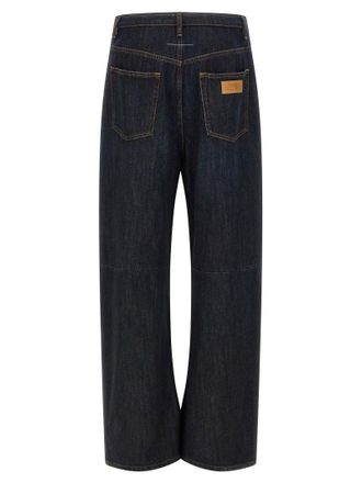 Maison Margiela Raw Cut High-Waist Wide-Leg Jeans - Dark Blue