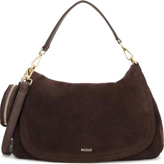 Kazar Su&egrave;de Schoudertas - Dames - Schoudertassen - Bruin - ONE Size - Su&egrave;de - Tassen