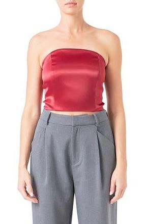 endless rose Strapless Satin Crop Top in Ruby at Nordstrom Rack, Size X-Large