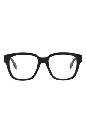 Alexander McQueen 52mm Square Optical Glasses in Black Black Transparent at Nordstrom Rack