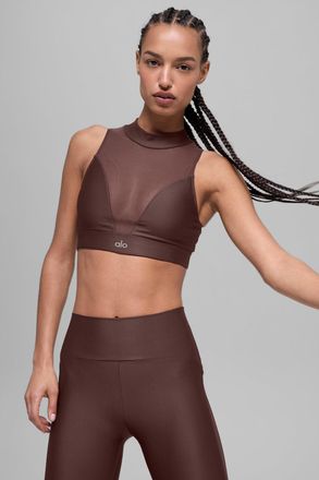 Alo | Airlift Mesh Infatuation Bra in Brownstone, Size: Medium