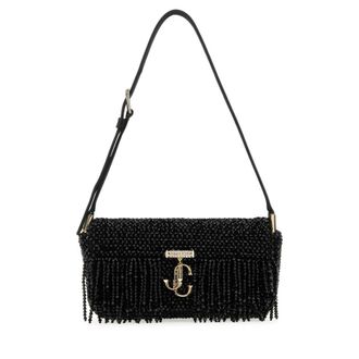Jimmy Choo London Black Satin Mini Avenue Shoulder Bag