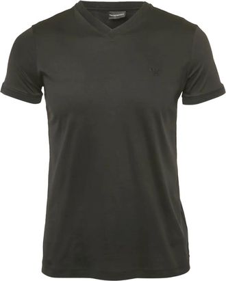 Emporio Armani T-shirt in jersey con scollo a V - Nero