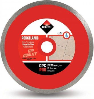 Rubi Disco Diamante Corte Continuo Cpc Pro Corte Fino De Gres Porcel&aacute;nico Con Espesor Inferior A 20 Mm Especial Para Corte A Inglete Di&aacute;metro Externo: 200 