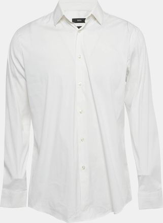 HUGO BOSS Boss By Hugo Boss White Cotton Blend Slim Fit Isko Shirt