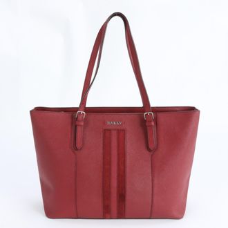 Bally Red Color Wine Leather Tote Bag (Pre-Owned)