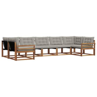 vidaXL Conjunto De Sof&aacute;s De Exterior 7 Pcs Gris Natural Y Claro Vidaxl