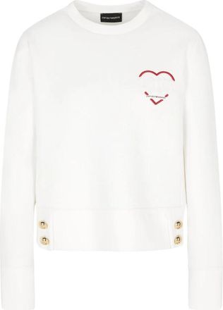 Emporio Armani ASV Valentines Day Double-Jersey Sweatshirt - Dames - Longsleeves - Wit - S - Katoen - Tops