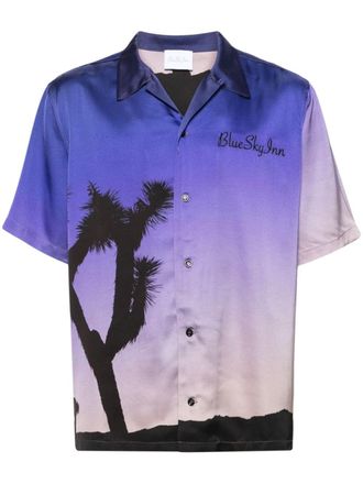 Blue Sky Inn palm tree-print ombré shirt - Purple