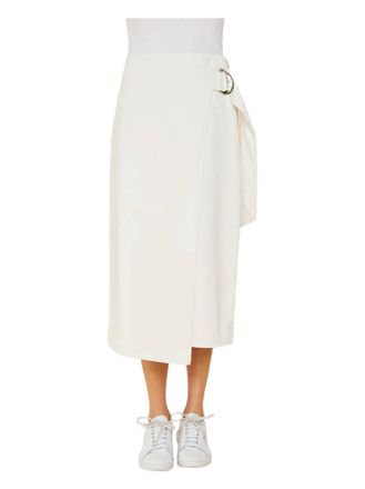 Dolce Cabo Vegan Leather Wrap Skirt In White