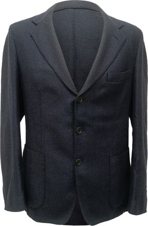 Loro Piana Pre-owned Mens Single-Breasted Blazer with Pockets in Navy Blue Cashmere - Size IT 50 (Mens)
