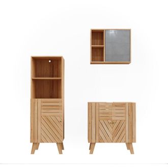 Vicco Set di mobili da bagno Lucie, Bamb&ugrave;, 3 pezzi, con cabinet midi