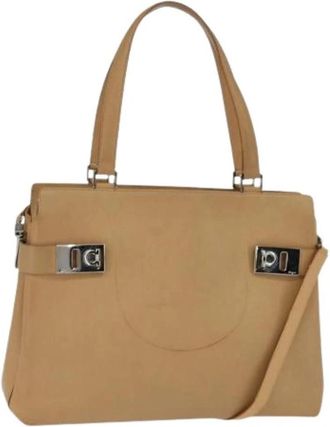 Ferragamo Pre-owned Handbag - Dames - Vintage Handtas - Beige - ONE Size - Leer - Vintage