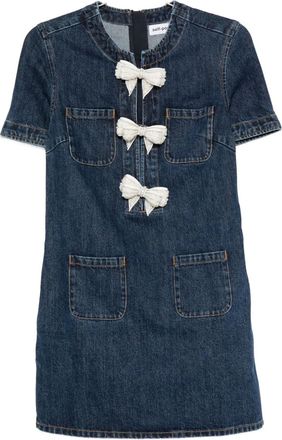 Self Portrait Abito denim con decorazione a fiocco - Blu