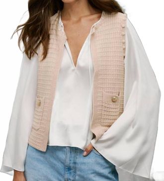 Autumn Cashmere Womens Open Front Texture Vest In Latte