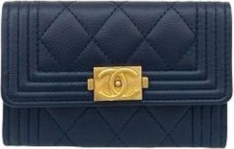 Chanel Pre-owned Wallets, female, Blue, Size: ONE SIZE Pre-owned Vintage Card Case