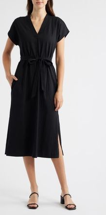 Tommy Bahama Islandscape Cotton Jersey Midi Dress in Black at Nordstrom, Size X-Large