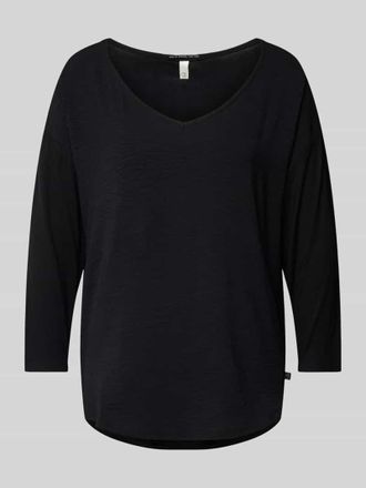 QS by s.Oliver Longsleeve mit &uuml;berschnittenen Schultern und 3/4-Arm in Black, Gr&ouml;&szlig;e S