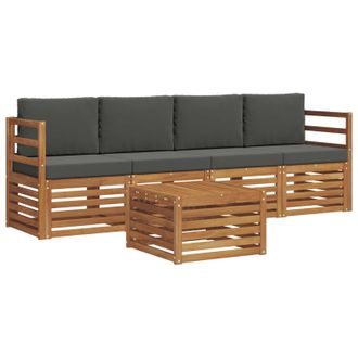 vidaXL Conjunto De Sof&aacute;s De Exterior 5 Pcs Natural Y Antracita Vidaxl