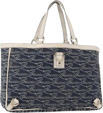 Gucci Pre-owned Tote Bags, female, Blue, Size: ONE SIZE Pre-owned Canvas Tote Bag