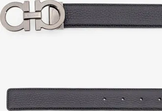 Ferragamo Mens Belt Gancini Reversible Leather Black