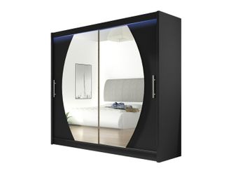 Mirjan24 Mobilier1 - Armario Closico 102, Negro, 215x180x58cm, Puertas De Armario: Correderas, N&uacute;mero De Estantes: 0, Led