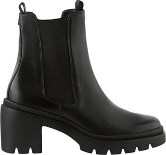 H&ouml;gl Zachte Leren Enkellaars - Dames - Laarzen met Hak - Zwart - 42 EU - Leer - Schoenen