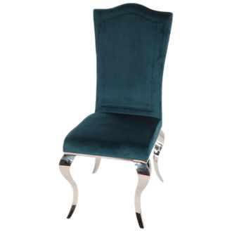 OEM Silla De Comedor De Terciopelo Verde Y Acero Cromado Con Un Toque De Glamour