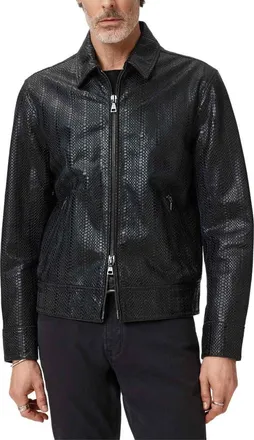 John Varvatos Benjamin Embossed Leather Jacket in Black at Nordstrom, Size 52