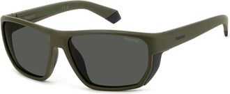 Polaroid Sunglasses, male, Green, Size: 60 MM Matte Green Grey Polarized Sunglasses