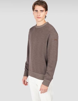Paul & Shark Mens Paul & Shark Soft Cool Touch Wool Crewneck Sweater - Brown - Size: 42