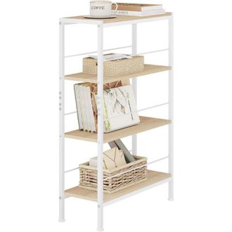 Woltu Woltu Estanter&iacute;a Ahorra Espacio Con 4 Estantes Organizadores, 50x20x78cm, Roble Claro+blanco