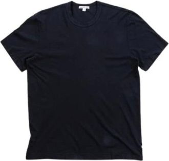 James Perse Tops, Heren, Blauw, S, Katoen, Navy Blue Katoenen T-Shirt