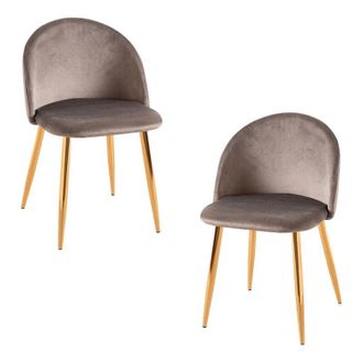 Regalos Miguel Regalos Miguel - Packs Sillas Comedor - Pack 2 Sillas Vint Terciopelo Golden - Gris Claro