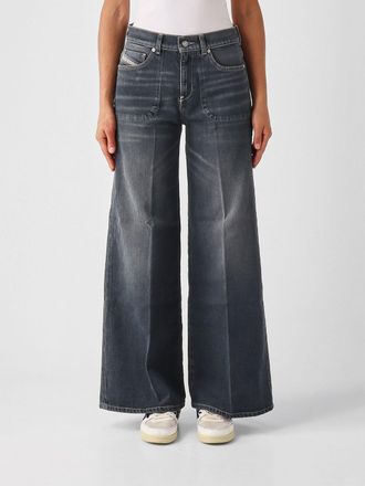 Diesel Jeans D-Akemi a gamba larga e vita alta in denim di cotone stretch