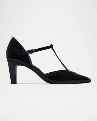 Bernardo 70mm Gianna Leather T-Strap Pumps