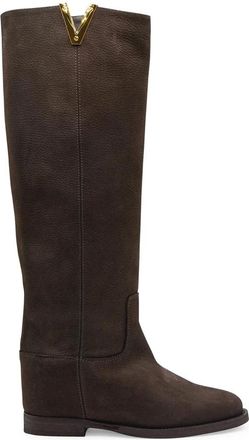 Via Roma 15 Schoenen, Dames, Bruin, 38 EU, Leer, Hoge Laars met 5 cm Interne Wedge