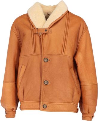 A.N.G.E.L.O. Vintage Cult 1980s pre-owned leather jacket - men - Sheep Skin/Shearling/Sheepskin - 54 - Orange