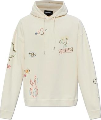 Dsquared2 Logo Sweatshirt - Heren - Hoodies - Beige - 2XL - Katoen - Hoodies & sweatvesten